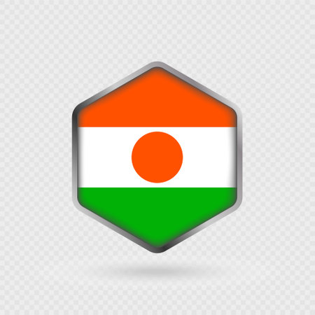 Nigeria Flag Icon in Hexagon Shape.のイラスト素材