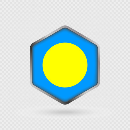 Palau Flag Icon in Hexagon Shape.のイラスト素材
