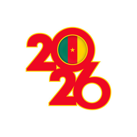2026 banner with Cameroon flag inside.のイラスト素材