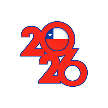2026 banner with Chile flag inside.のイラスト素材