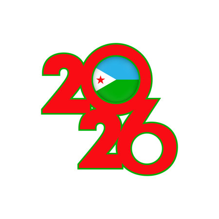 2026 banner with Djibouti flag inside.のイラスト素材