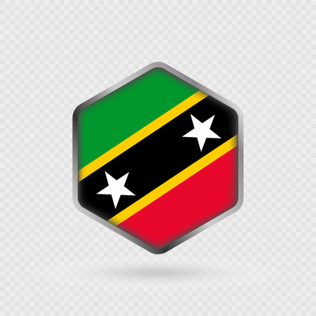 Saint Kitts and Nevis Flag Icon in Hexagon Shape.のイラスト素材