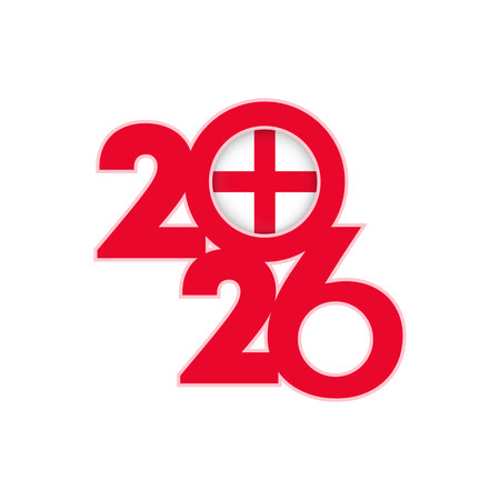 2026 banner with England flag inside.