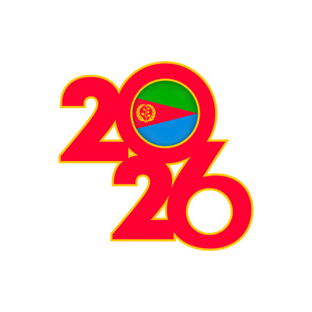 2026 banner with Eritrea flag inside.のイラスト素材