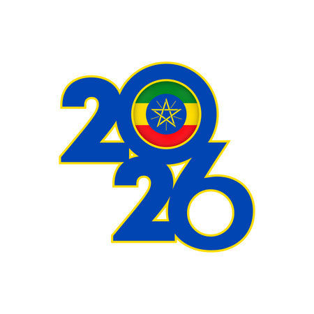 2026 banner with Ethiopia flag inside.のイラスト素材
