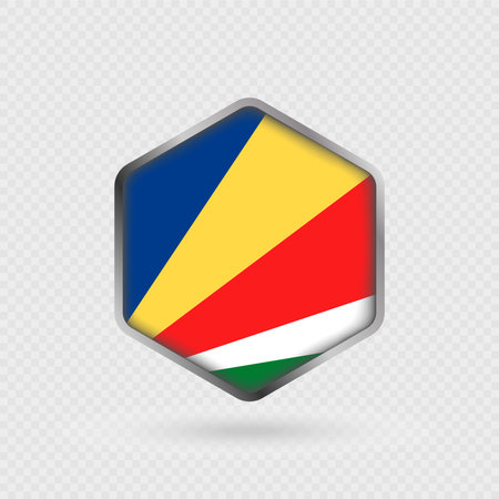 Seychelles Flag Icon in Hexagon Shape.のイラスト素材