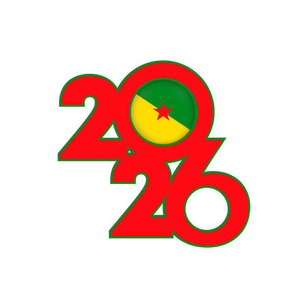 2026 banner with French Guiana flag inside.のイラスト素材