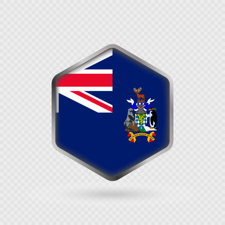 South Georgia and the South Sandwich Islands Flag Icon in Hexagon Shape.のイラスト素材