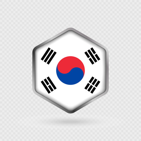 South Korea Flag Icon in Hexagon Shape.のイラスト素材