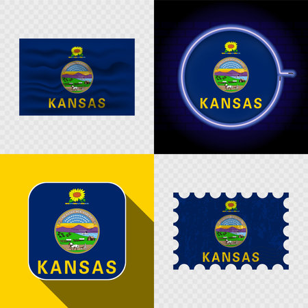 Creative Kansas Flag Icon Set Collection.の写真素材