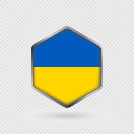 Ukraine Flag Icon in Hexagon Shape.のイラスト素材
