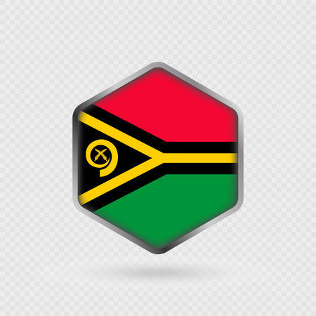 Vanuatu Flag Icon in Hexagon Shape.のイラスト素材
