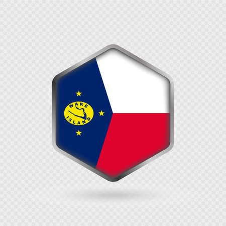 Wake Island Flag Icon in Hexagon Shape.のイラスト素材
