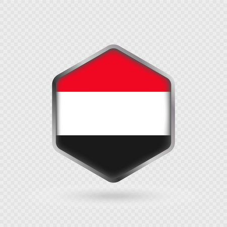 Yemen Flag Icon in Hexagon Shape.のイラスト素材