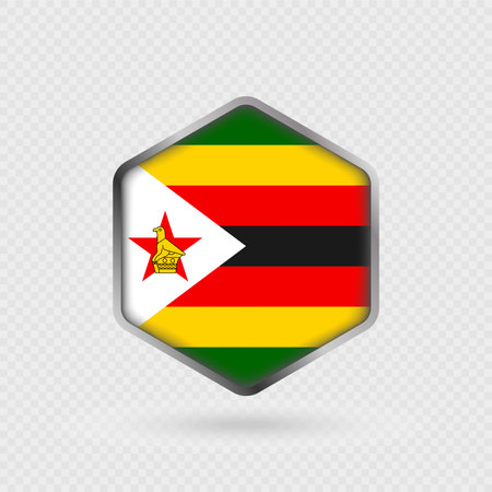 Zimbabwe Flag Icon in Hexagon Shape.のイラスト素材