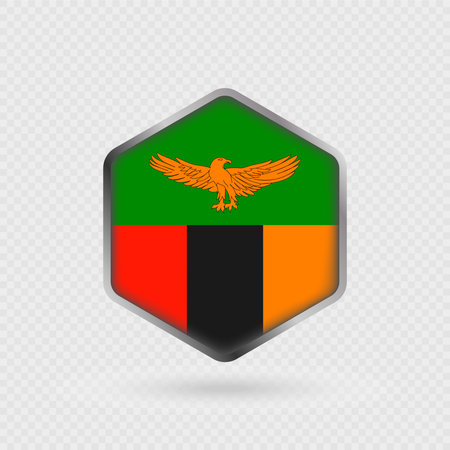 Zambia Flag Icon in Hexagon Shape.のイラスト素材