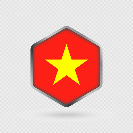 Vietnam Flag Icon in Hexagon Shape.のイラスト素材