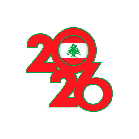 2026 banner with Lebanon flag inside.のイラスト素材