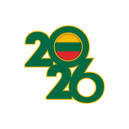 2026 banner with Lithuania flag inside.のイラスト素材