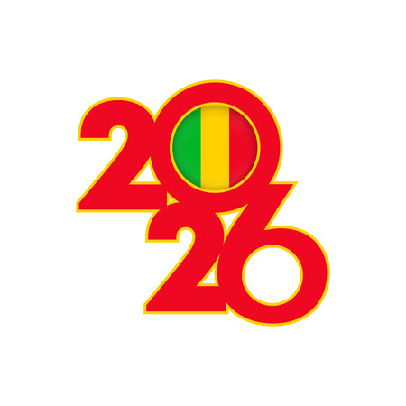 2026 banner with Mali flag inside.のイラスト素材