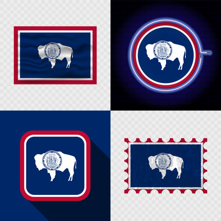 Creative the Wyoming Flag Icon Set Collection.の写真素材