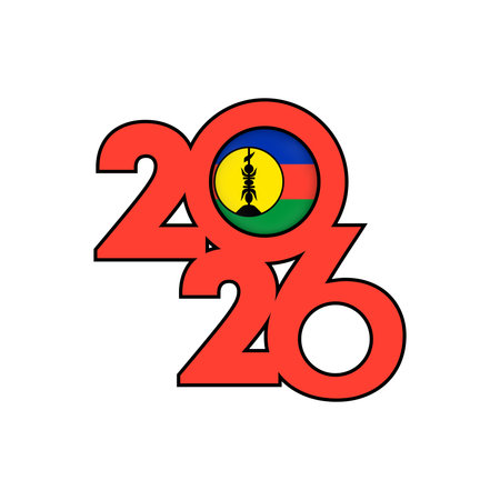 2026 banner with New Caledonia flag inside.のイラスト素材