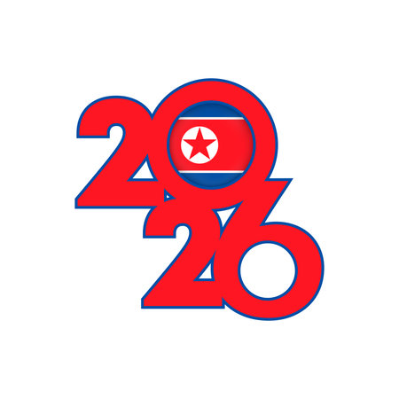 2026 banner with North Korea flag inside.のイラスト素材
