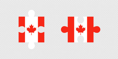 Puzzle Pieces with Canada Flag.のイラスト素材