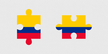 Puzzle Pieces with Colombia Flag.のイラスト素材