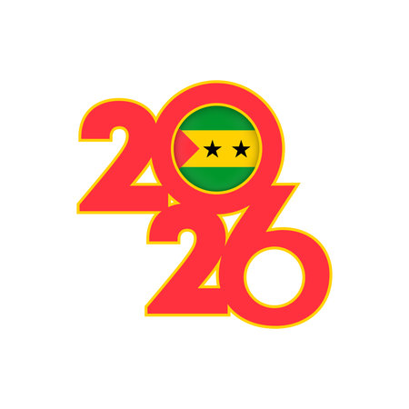 2026 banner with Sao Tome and Principe flag inside.のイラスト素材