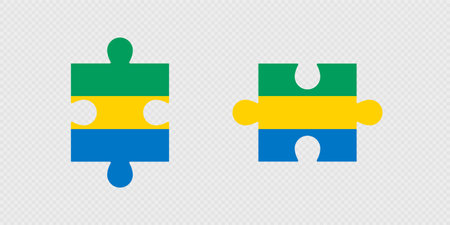 Puzzle Pieces with Gabon Flag.のイラスト素材