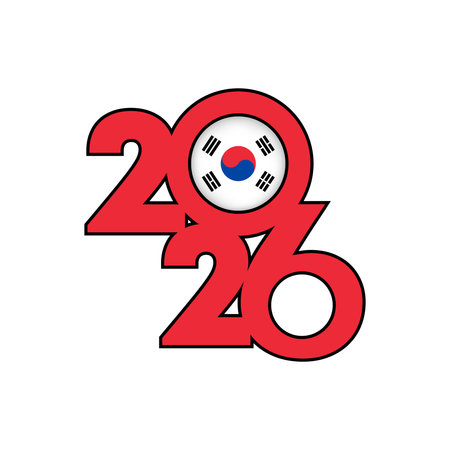 2026 banner with South Korea flag inside.のイラスト素材