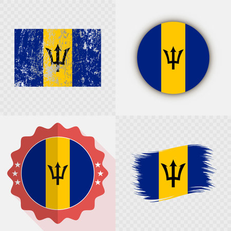 Barbados National Flag Icon Collection.のイラスト素材