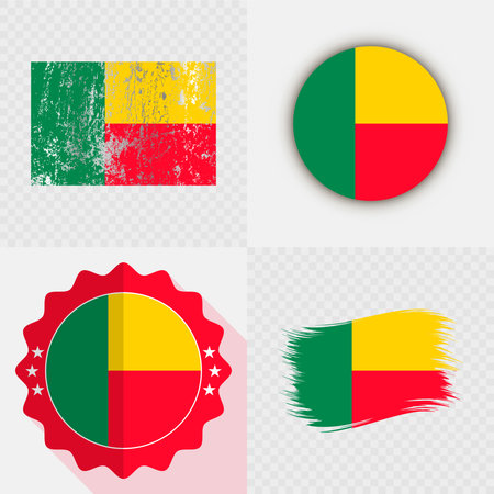 Benin National Flag Icon Collection.のイラスト素材
