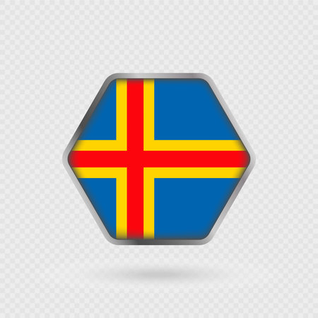 Aland flag in a hexagon frame.のイラスト素材