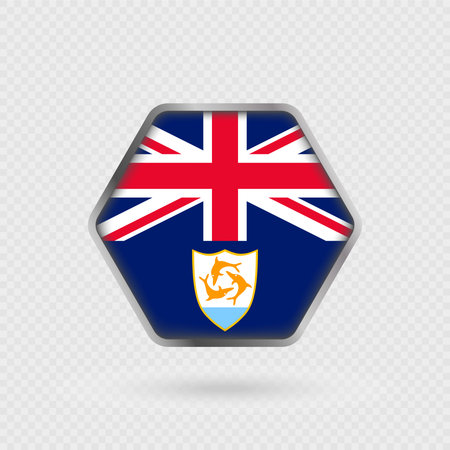 Anguilla flag in a hexagon frame.のイラスト素材