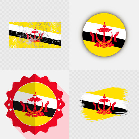 Brunei National Flag Icon Collection.のイラスト素材