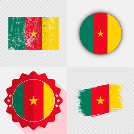 Cameroon National Flag Icon Collection.のイラスト素材