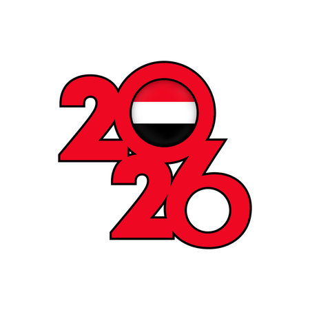 2026 banner with Yemen flag inside.のイラスト素材