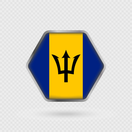 Barbados flag in a hexagon frame.のイラスト素材