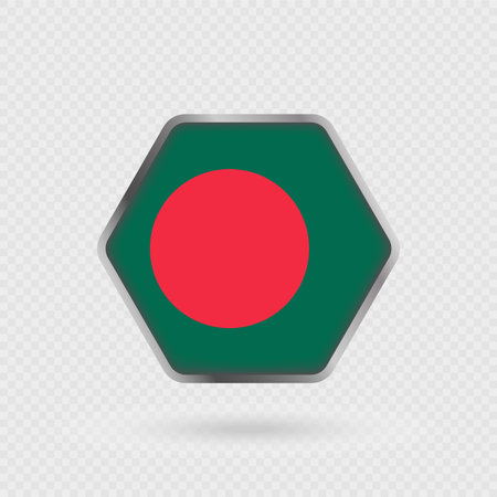 Bangladesh flag in a hexagon frame.のイラスト素材