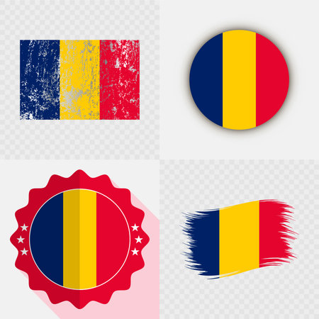 Chad National Flag Icon Collection.のイラスト素材