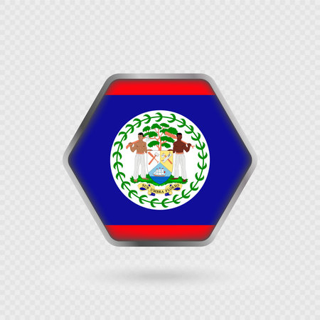 Belize flag in a hexagon frame.のイラスト素材