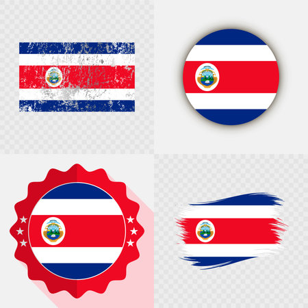 Costa Rica National Flag Icon Collection.のイラスト素材
