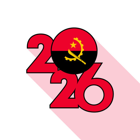 2026 Long Shadow Banner with Angola Flag Inside.のイラスト素材