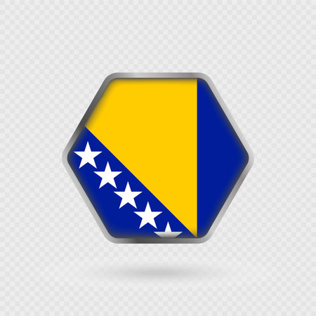 Bosnia and Herzegovina flag in a hexagon frame.のイラスト素材