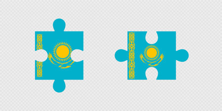 Puzzle Pieces with Kazakhstan Flag.のイラスト素材