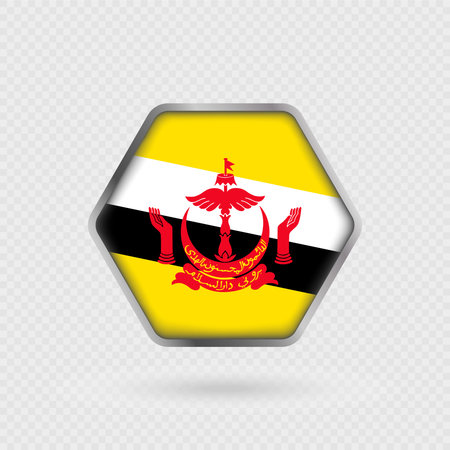 Brunei flag in a hexagon frame.のイラスト素材