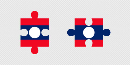 Puzzle Pieces with Laos Flag.のイラスト素材