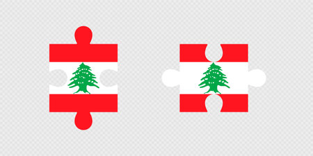 Puzzle Pieces with Lebanon Flag.のイラスト素材